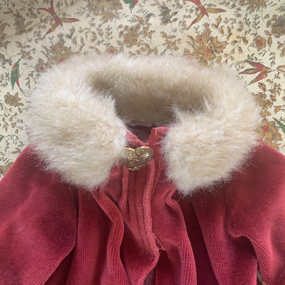 Handmade Red Velvet Doll Jacket - Picture 3 of 8
